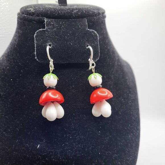 True Vintage 60s Mod Bauhaus Style Earrings with Sterling Silver Ear Loops - 2" - Picture 3 of 5